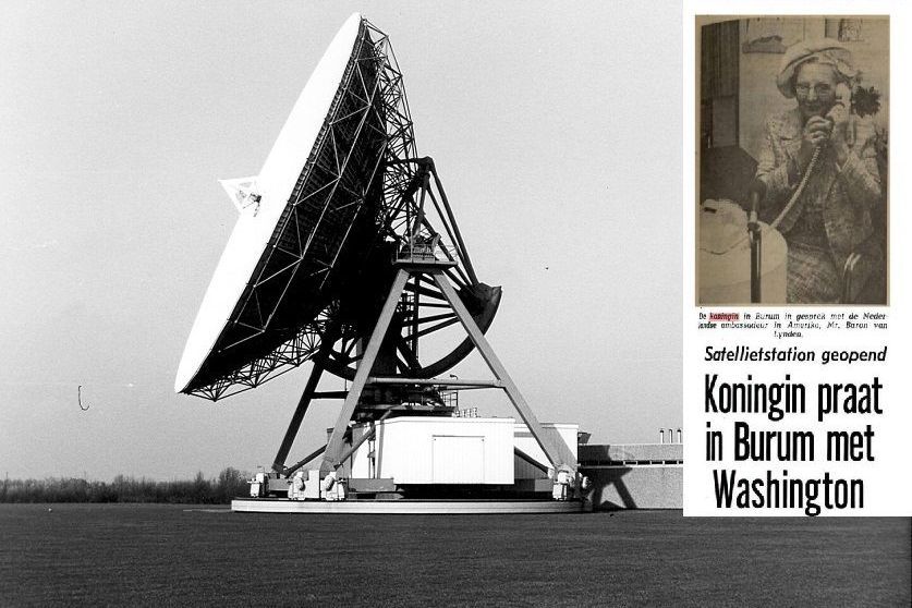 Grondstations voor satellieten in het Friese Burum dragen bij aan de telecommunicatie in Nederland.